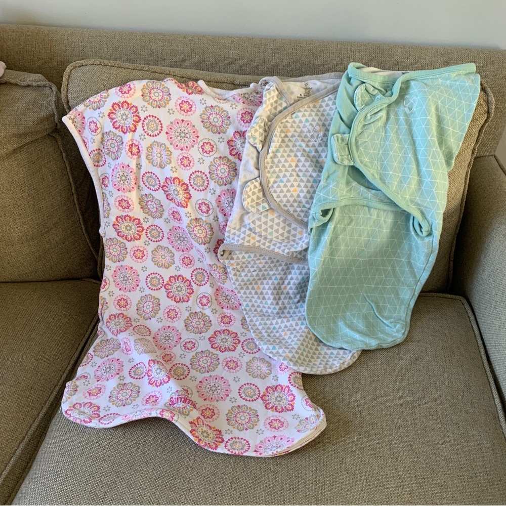 Lot of 3 Swaddles Wearable Blanket Sleep Sack Baby Girl Size 3 6 Months Large